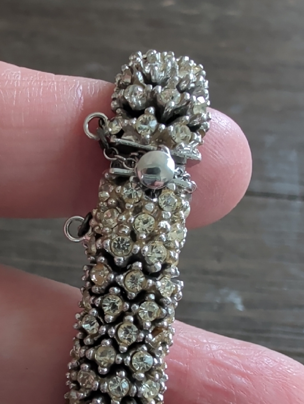 Vintage Art Deco  Peekaboo Watch Bracelet Sparkling Silver Rhinestone - Picture 6 of 12